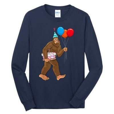 Bigfoot ItS My Birthday Party Hat Balloons Sasquatch Tall Long Sleeve T-Shirt