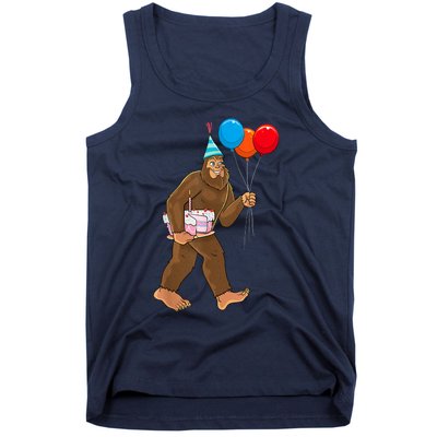 Bigfoot ItS My Birthday Party Hat Balloons Sasquatch Tank Top