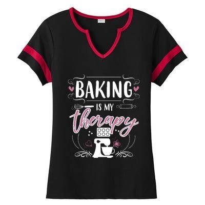 Baking Is My Therapy Meaningful Gift Ladies Halftime Notch Neck Tee