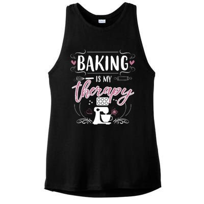 Baking Is My Therapy Meaningful Gift Ladies PosiCharge Tri-Blend Wicking Tank