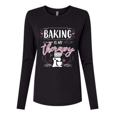 Baking Is My Therapy Meaningful Gift Womens Cotton Relaxed Long Sleeve T-Shirt