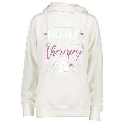 Baking Is My Therapy Meaningful Gift Womens Funnel Neck Pullover Hood