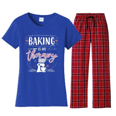 Baking Is My Therapy Meaningful Gift Women's Flannel Pajama Set