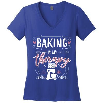 Baking Is My Therapy Meaningful Gift Women's V-Neck T-Shirt