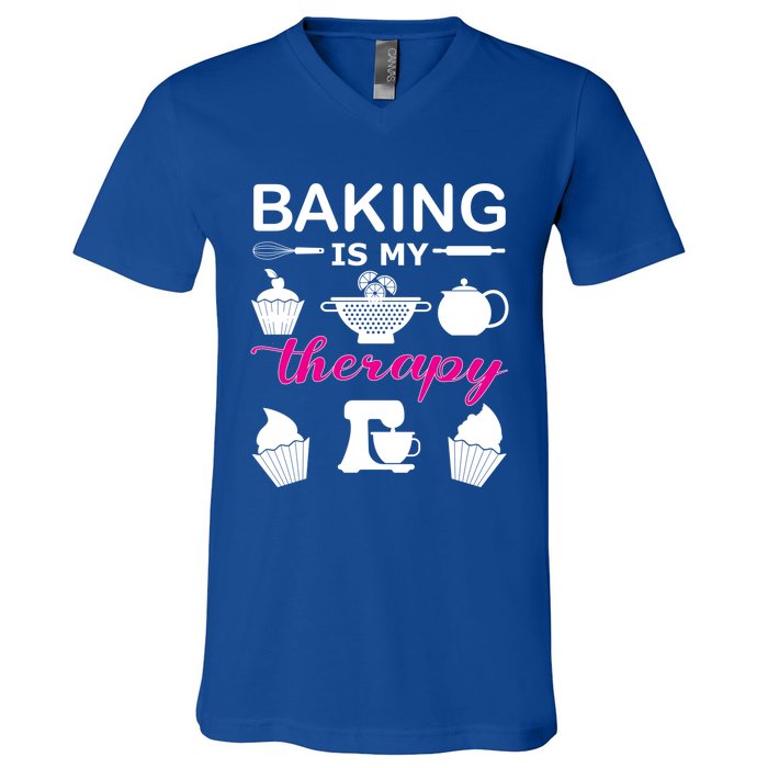 Baking Is My Therapy Gift V-Neck T-Shirt