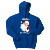 Believe In Myself Ironic Funny Santa Sayings Retro Christmas Cute Gift Kids Hoodie