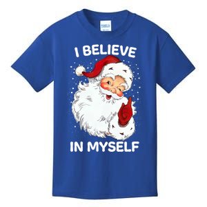 Believe In Myself Ironic Funny Santa Sayings Retro Christmas Cute Gift Kids T-Shirt