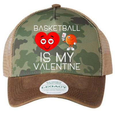 Basketball Is My Valentine Cute Basketball Valentines Day Legacy Tie Dye Trucker Hat