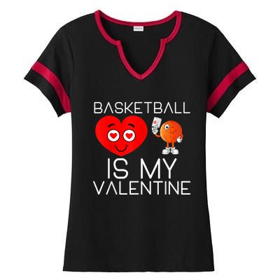 Basketball Is My Valentine Cute Basketball Valentines Day Ladies Halftime Notch Neck Tee