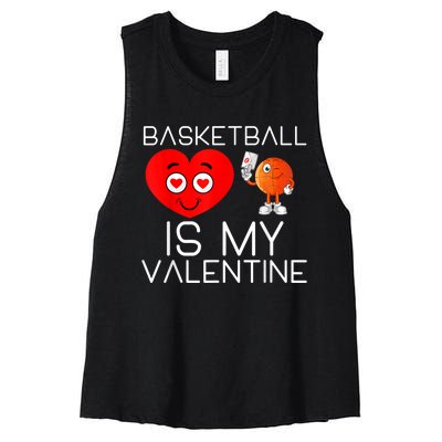 Basketball Is My Valentine Cute Basketball Valentines Day Women's Racerback Cropped Tank