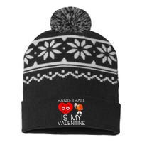 Basketball Is My Valentine Cute Basketball Valentines Day USA-Made Snowflake Beanie