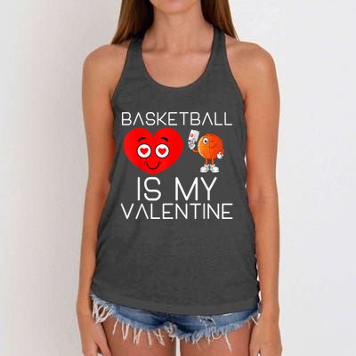 Basketball Is My Valentine Cute Basketball Valentines Day Women's Knotted Racerback Tank