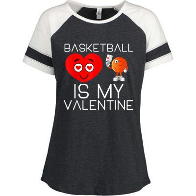 Basketball Is My Valentine Cute Basketball Valentines Day Enza Ladies Jersey Colorblock Tee