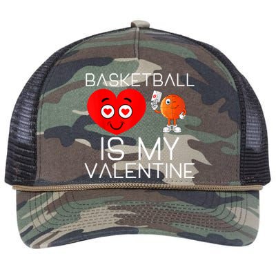 Basketball Is My Valentine Cute Basketball Valentines Day Retro Rope Trucker Hat Cap