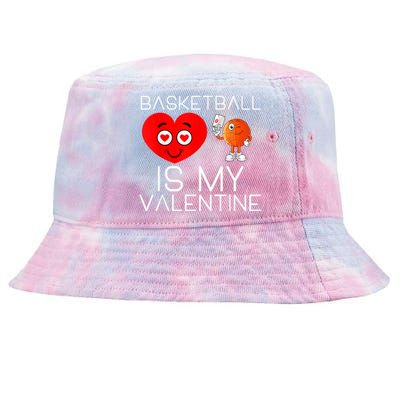 Basketball Is My Valentine Cute Basketball Valentines Day Tie-Dyed Bucket Hat