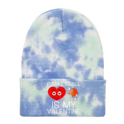 Basketball Is My Valentine Cute Basketball Valentines Day Tie Dye 12in Knit Beanie