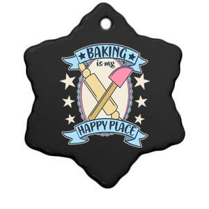 Baking Is My Happy Place Meaningful Gift Cute Baker Gift Ceramic Star Ornament