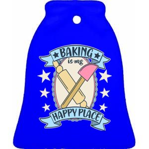 Baking Is My Happy Place Meaningful Gift Cute Baker Gift Ceramic Bell Ornament