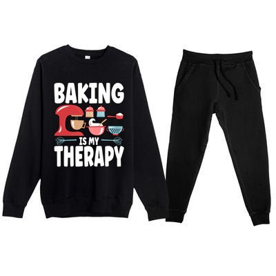 Baking Is My Therapy Gift Premium Crewneck Sweatsuit Set