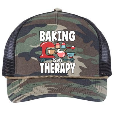 Baking Is My Therapy Gift Retro Rope Trucker Hat Cap