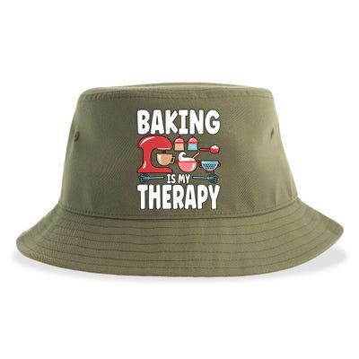 Baking Is My Therapy Gift Sustainable Bucket Hat