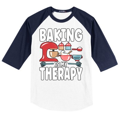 Baking Is My Therapy Gift Baseball Sleeve Shirt