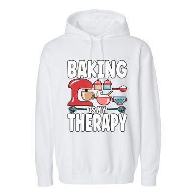 Baking Is My Therapy Gift Garment-Dyed Fleece Hoodie