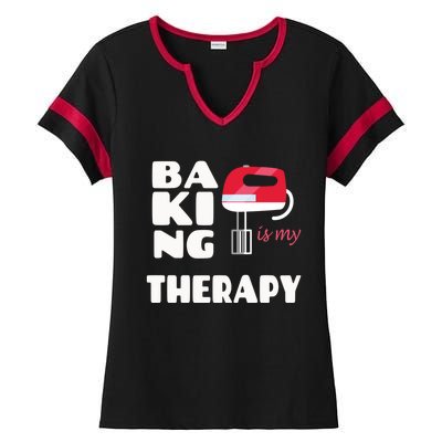 Baking Is My Therapy Gift Baker Baking Gift Cool Gift Ladies Halftime Notch Neck Tee