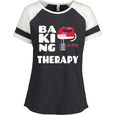 Baking Is My Therapy Gift Baker Baking Gift Cool Gift Enza Ladies Jersey Colorblock Tee