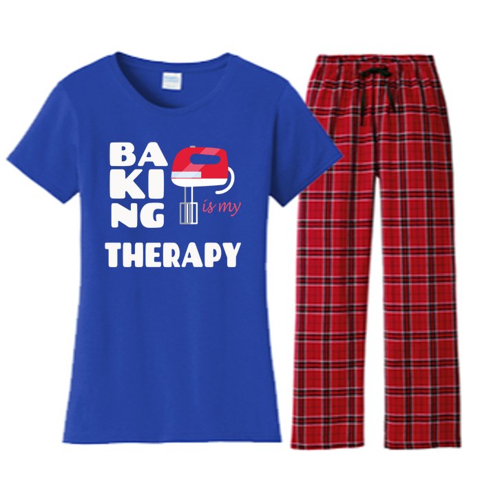 Baking Is My Therapy Gift Baker Baking Gift Cool Gift Women's Flannel Pajama Set