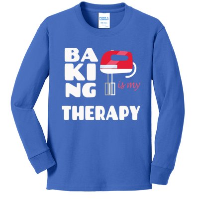 Baking Is My Therapy Gift Baker Baking Gift Cool Gift Kids Long Sleeve Shirt