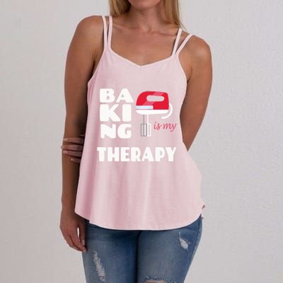 Baking Is My Therapy Gift Baker Baking Gift Cool Gift Women's Strappy Tank