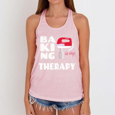 Baking Is My Therapy Gift Baker Baking Gift Cool Gift Women's Knotted Racerback Tank