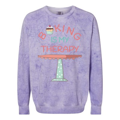 Baking Is My Therapy Gift Colorblast Crewneck Sweatshirt