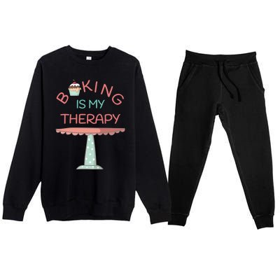 Baking Is My Therapy Gift Premium Crewneck Sweatsuit Set