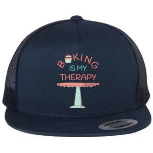 Baking Is My Therapy Gift Flat Bill Trucker Hat