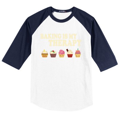 Baking Is My Therapy Great Gift Baker Baking Gift Funny Gift Baseball Sleeve Shirt