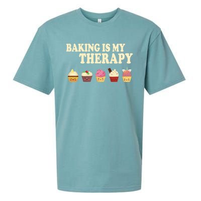 Baking Is My Therapy Great Gift Baker Baking Gift Funny Gift Sueded Cloud Jersey T-Shirt