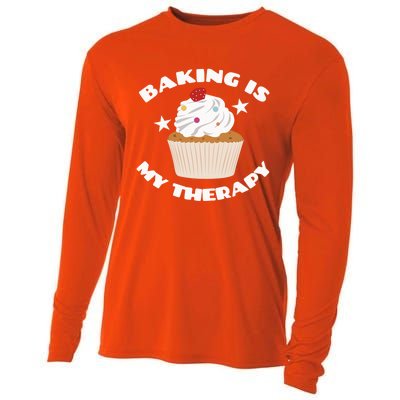 Baking Is My Therapy Gift Baker Baking Gift Great Gift Cooling Performance Long Sleeve Crew