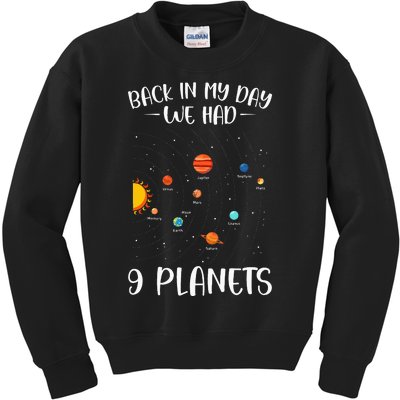 Back In My Day We Had Nine Planets Designs For Scientist Kids Sweatshirt