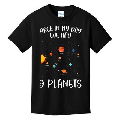 Back In My Day We Had Nine Planets Designs For Scientist Kids T-Shirt