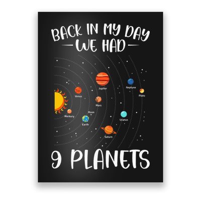 Back In My Day We Had 9 Planets Solar System Astronomy Poster