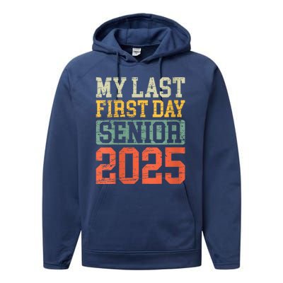 Bruh ItS My Last First Day Senior 2025 Back To School Funny Performance Fleece Hoodie