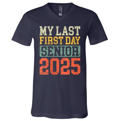 Bruh ItS My Last First Day Senior 2025 Back To School Funny V-Neck T-Shirt