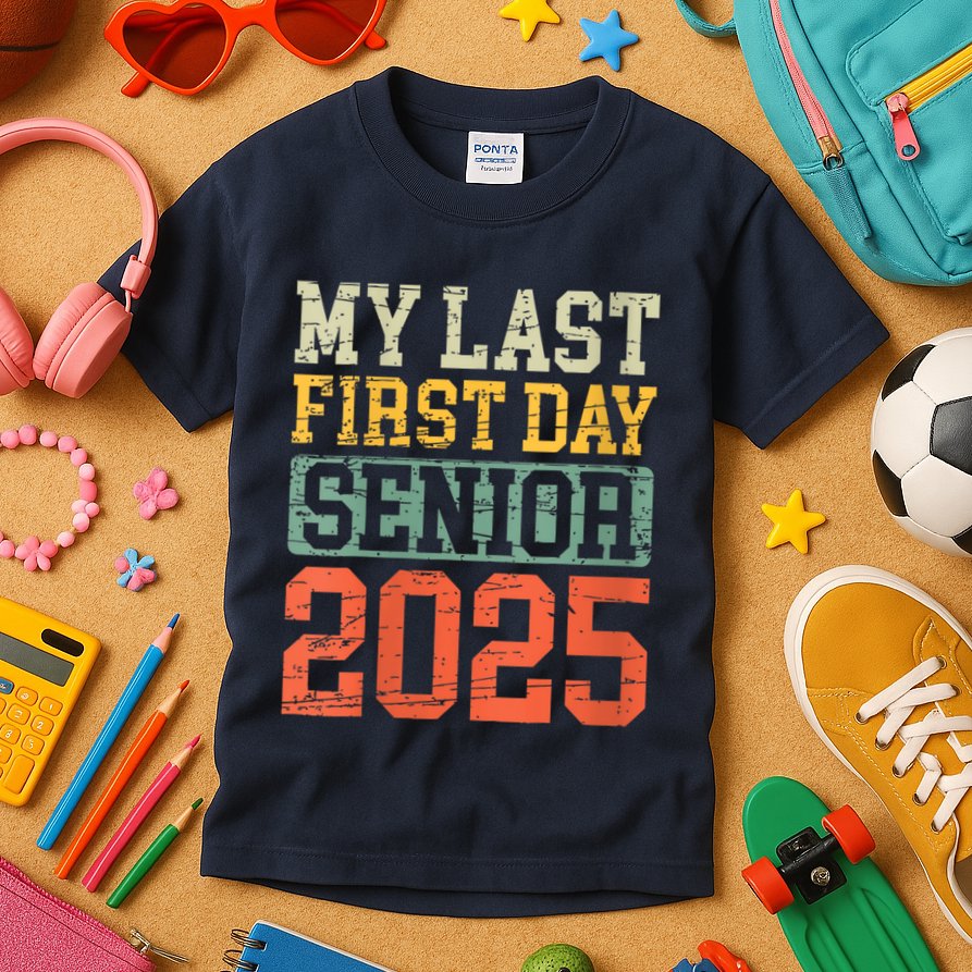 Bruh ItS My Last First Day Senior 2025 Back To School Funny Kids T-Shirt