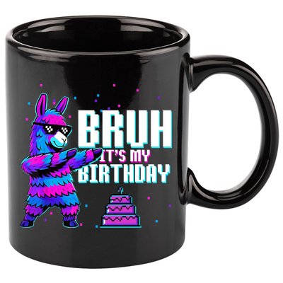 Bruh Its My Birthday Llama Pinata Family Party Bday 11oz C Handle Ceramic Mug