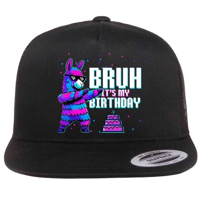 Bruh Its My Birthday Llama Pinata Family Party Bday Flat Bill Trucker Hat