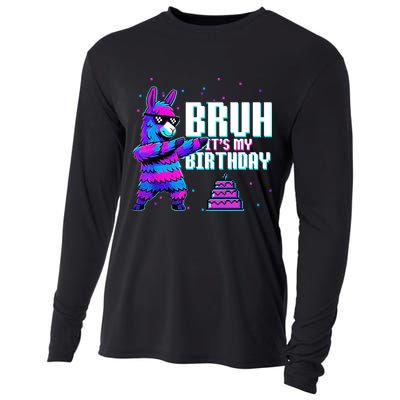 Bruh Its My Birthday Llama Pinata Family Party Bday Cooling Performance Long Sleeve Crew