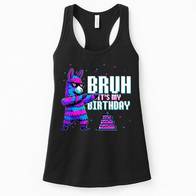 Bruh Its My Birthday Llama Pinata Family Party Bday Womens Tank Top