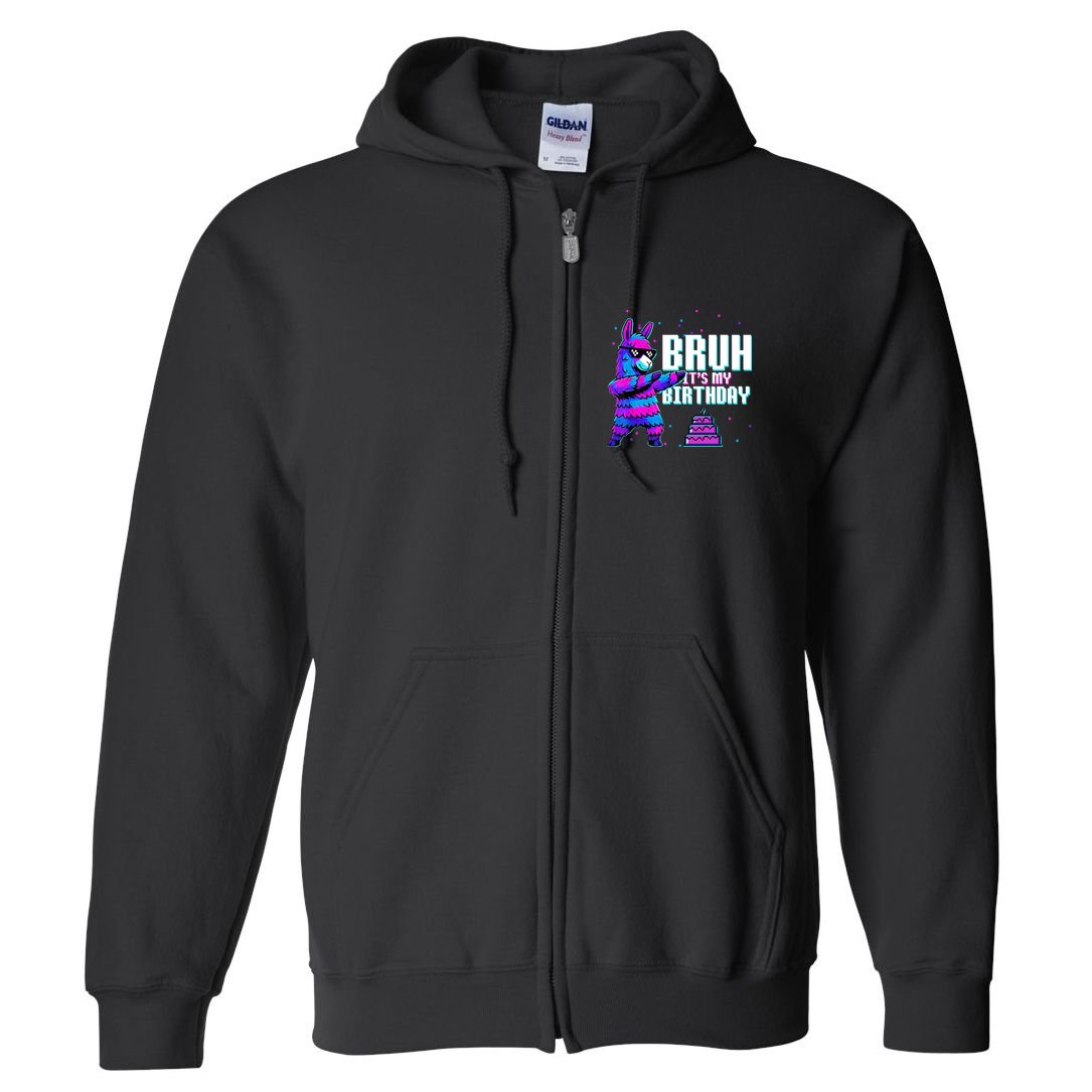 Bruh Its My Birthday Llama Pinata Family Party Bday Full Zip Hoodie